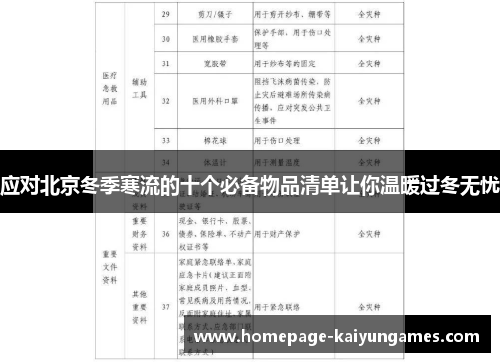 应对北京冬季寒流的十个必备物品清单让你温暖过冬无忧